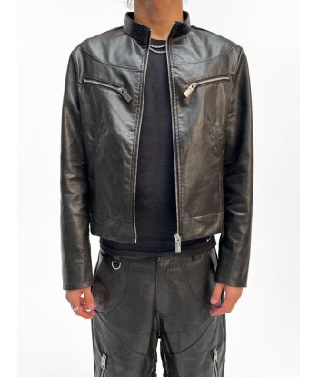 QAOS® Leather Jacket QUIROZ in Black Comparez plus de prix