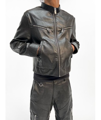 QAOS® Leather Jacket QUIROZ in Black Comparez plus de prix