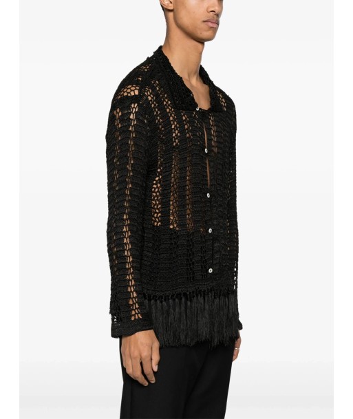 Open Knit Fringed Shirt brillant des détails fins