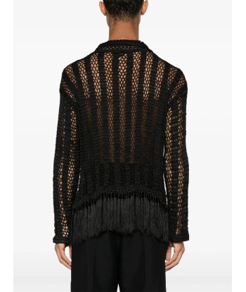 Open Knit Fringed Shirt brillant des détails fins