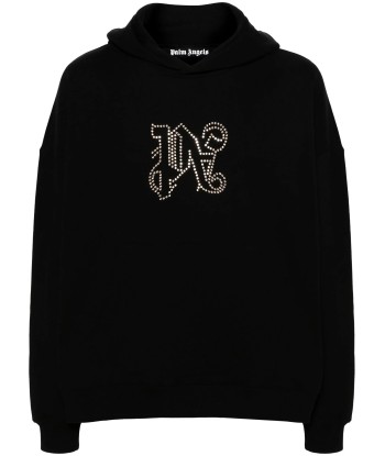 Monogram Statement Studded Cotton Hoodie shop