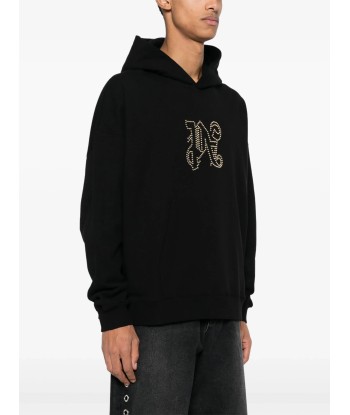 Monogram Statement Studded Cotton Hoodie shop