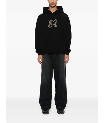 Monogram Statement Studded Cotton Hoodie shop