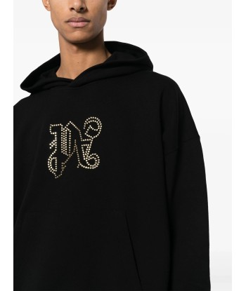 Monogram Statement Studded Cotton Hoodie shop