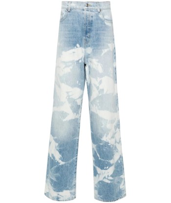 Straight Leg Bleached Jeans brillant des détails fins