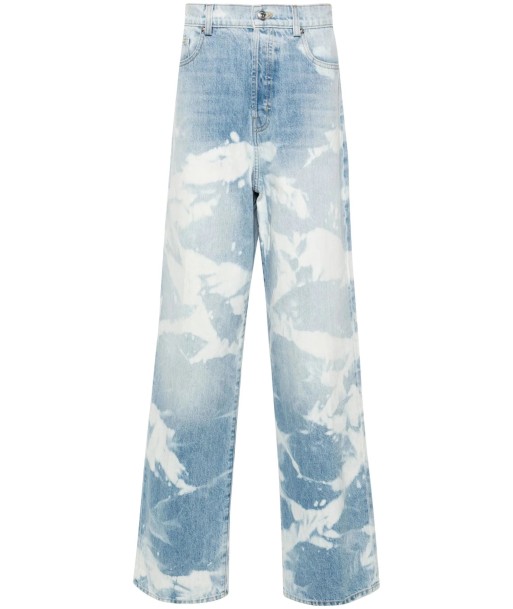 Straight Leg Bleached Jeans brillant des détails fins