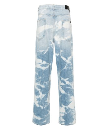 Straight Leg Bleached Jeans brillant des détails fins