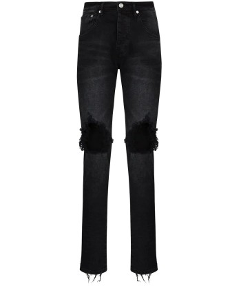 Low Rise "Black Wash Blowout" Slim Jeans destockage