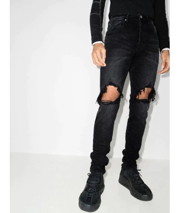 Low Rise "Black Wash Blowout" Slim Jeans destockage