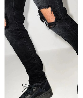 Low Rise "Black Wash Blowout" Slim Jeans destockage