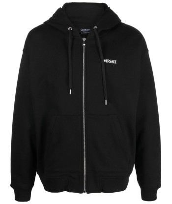 Logo Print Zip Fastening Hoodie pas cher