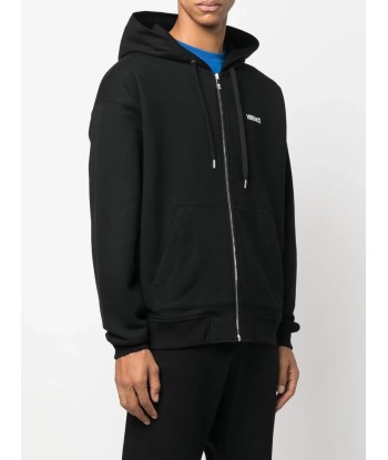 Logo Print Zip Fastening Hoodie pas cher