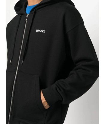 Logo Print Zip Fastening Hoodie pas cher