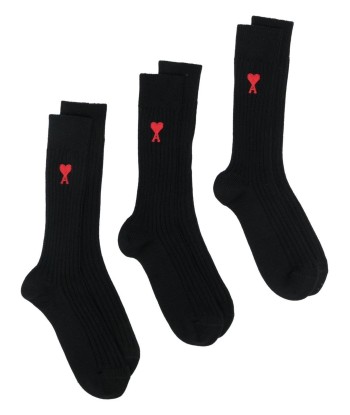 Logo Print Ribbed Three Pack Socks les muscles