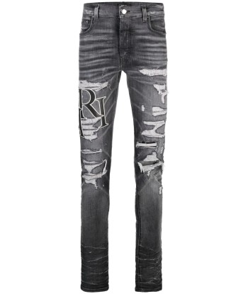 Logo Print Ripped Skinny Jeans en linge