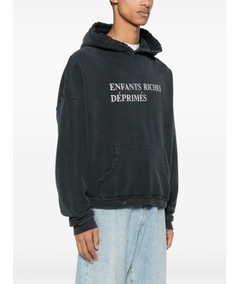 Logo Print Faded Hoodie destockage