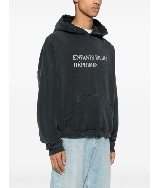 Logo Print Faded Hoodie destockage