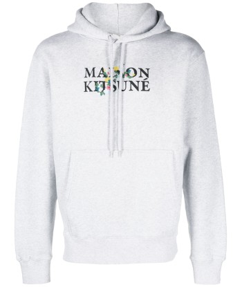 Logo Print Drawstring Cotton Hoodie brillant des détails fins