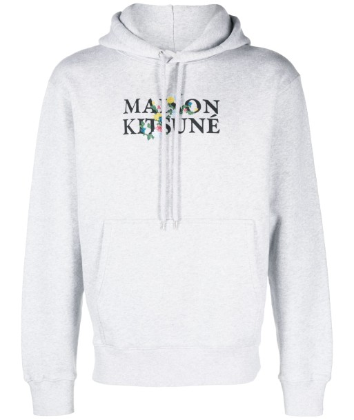 Logo Print Drawstring Cotton Hoodie brillant des détails fins