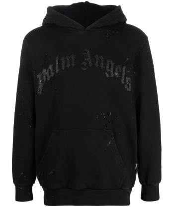 Logo Print Distressed Hoodie d'Europe débarque