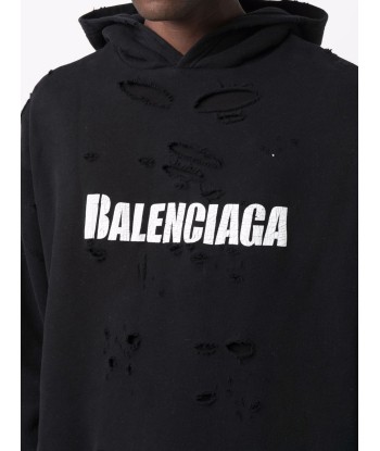 Logo Print Distressed Pullover Hoodie JUSQU'A -70%! 