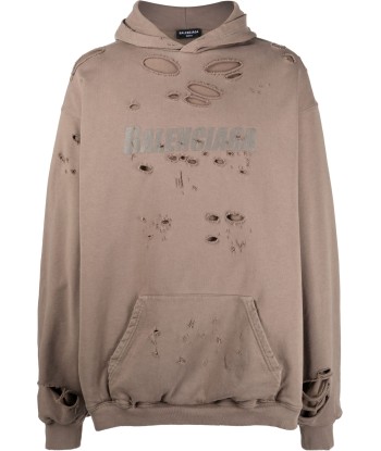 Logo Print Distressed Finish Hoodie à prix réduit toute l'année