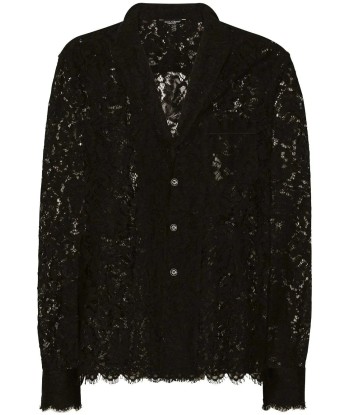 Lace Panelling Notched Collar Shirt Fin de série