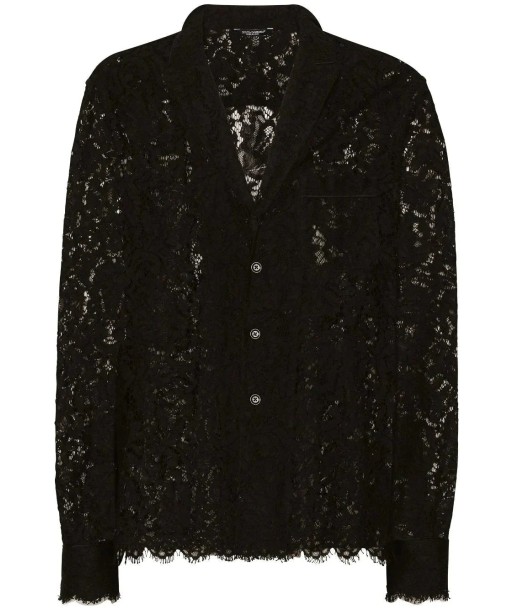 Lace Panelling Notched Collar Shirt Fin de série