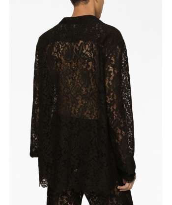 Lace Panelling Notched Collar Shirt Fin de série