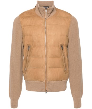 Knit Panelled Leather Puffer Jacket sur le site 