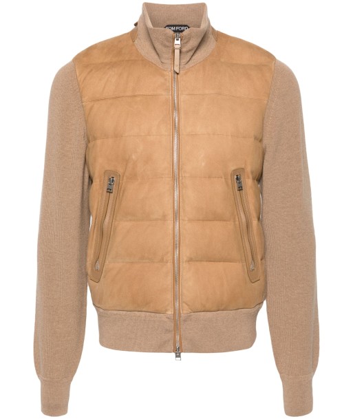 Knit Panelled Leather Puffer Jacket sur le site 