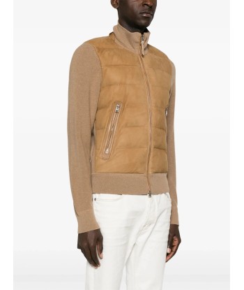 Knit Panelled Leather Puffer Jacket sur le site 