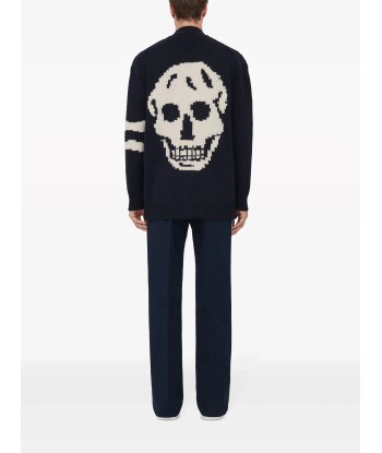 Skull Intarsia Knit Wool Cardigan Les magasins à Paris