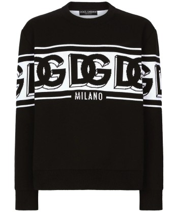 Intarsia Knit Logo Crew Neck Jumper destockage