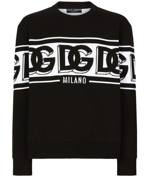 Intarsia Knit Logo Crew Neck Jumper destockage