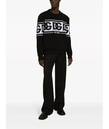 Intarsia Knit Logo Crew Neck Jumper destockage