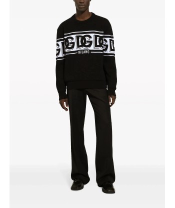 Intarsia Knit Logo Crew Neck Jumper destockage