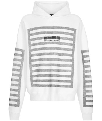 Grid Print Cotton Hoodie pas chere