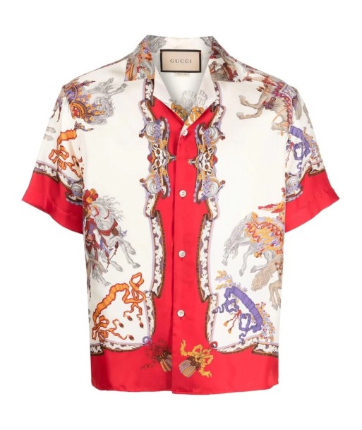 Graphic Print Silk Bowling Shirt 50% de réduction en Octobre 2024