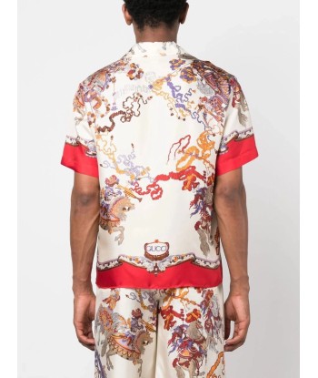 Graphic Print Silk Bowling Shirt 50% de réduction en Octobre 2024