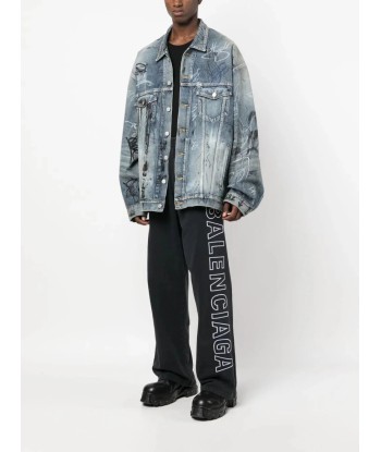 Graffiti Print Oversized Denim Jacket une grave pollution 