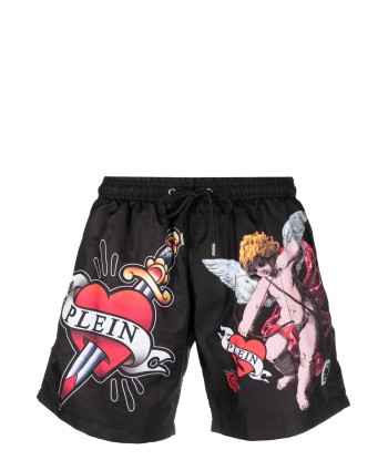 Graffiti Print Drawstring Waist Swim Shorts 2024