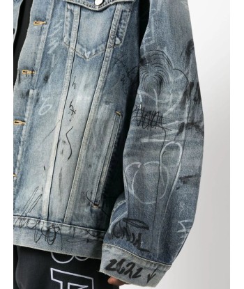 Graffiti Print Oversized Denim Jacket une grave pollution 