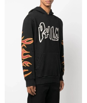 Flame Print Cotton Hoodie Pour