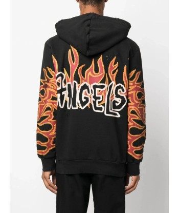 Flame Print Cotton Hoodie Pour