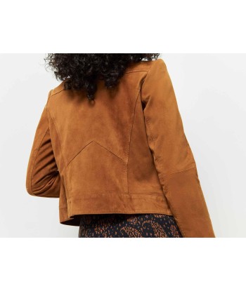 DIYA - Blouson cognac en cuir velours la livraison gratuite