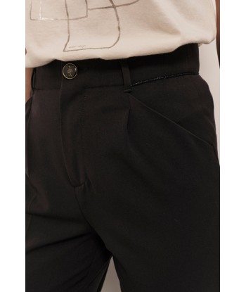 POPPY - Pantalon droit noir façon laine froide Profitez des Offres !