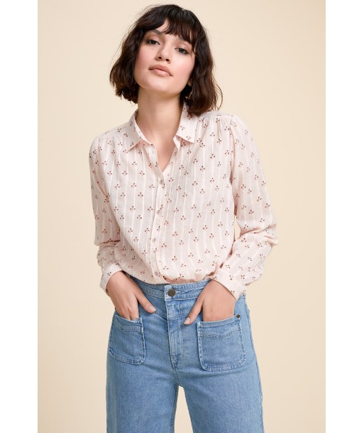 CHUT - Chemise rose poudré brodée à imprimé micro fleurs Livraison rapide