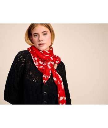 AZIMUT - Foulard carré cerise à imprimé fleurs abstraites l'évolution des habitudes 