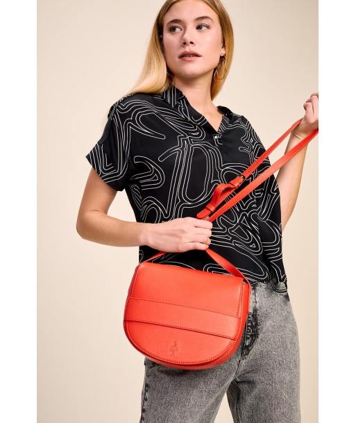 ALIBY - Sac besace orange foncé en cuir lisse - petit modèle une grave pollution 